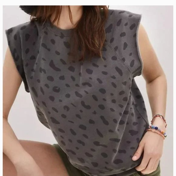 Clare V Sweaters - CLARE V Jaguar Print Sleeveless Sweatshirt